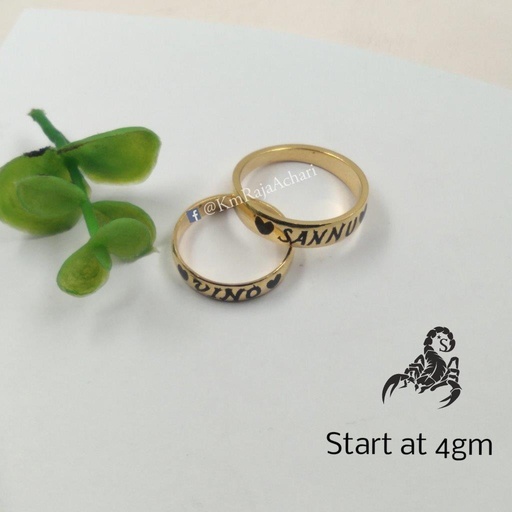 Letter Enamel Band Ring